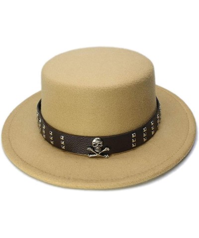 Unisex Vintage Fedora Wide Brimmed Dome Pork Pie Dome Hat Camel One Size $19.80 Fedoras