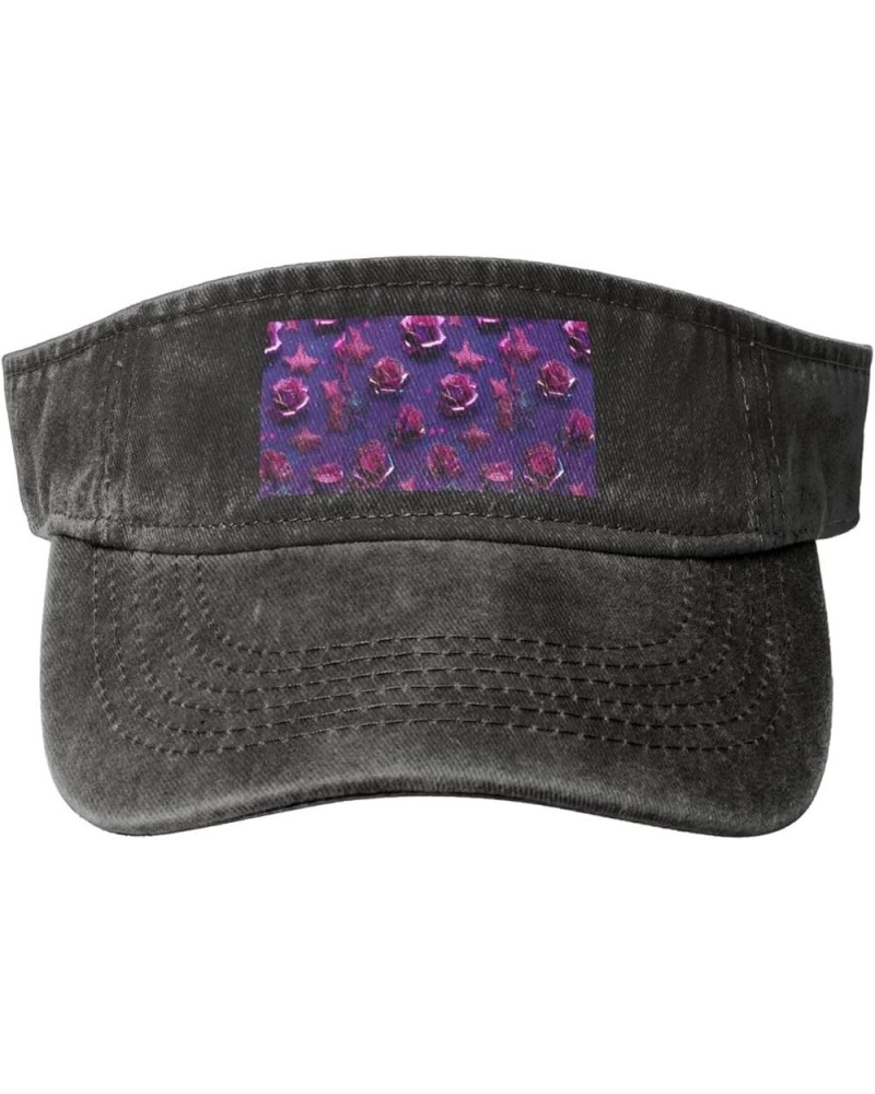 Green Golf Course Print Stylish Denim Open-Top Sun Hat for Everyday Wear and Sports Glitter Sequin Rose $10.25 Sun Hats