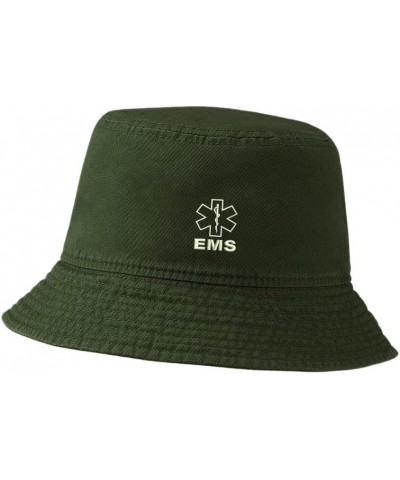 Women Bucket Hats for Men EMS - Emergency Medical Services Embroidered Unisex Bucket Hat Outdoor Fishing Hat Green $11.63 Buc...