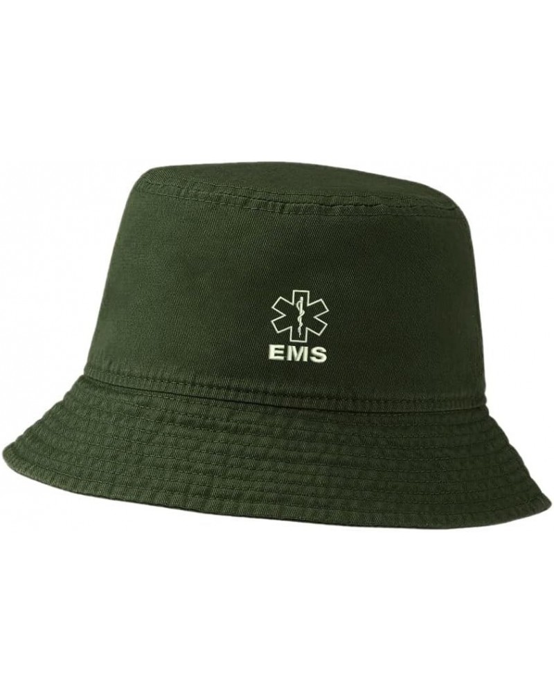 Women Bucket Hats for Men EMS - Emergency Medical Services Embroidered Unisex Bucket Hat Outdoor Fishing Hat Green $11.63 Buc...