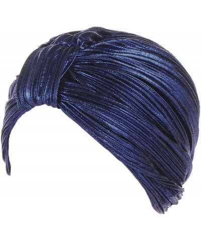 Women Knot Turban Hat African Head Wraps Muslim Head Scarf Cancer Patient Hair Wrap Dark Blue $7.01 Skullies & Beanies