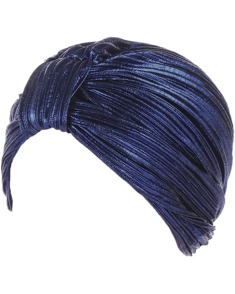 Women Knot Turban Hat African Head Wraps Muslim Head Scarf Cancer Patient Hair Wrap Dark Blue $7.01 Skullies & Beanies