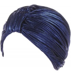 Women Knot Turban Hat African Head Wraps Muslim Head Scarf Cancer Patient Hair Wrap Dark Blue $7.01 Skullies & Beanies