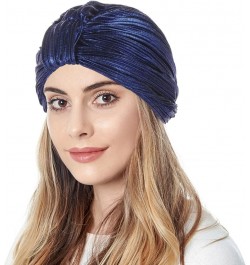 Women Knot Turban Hat African Head Wraps Muslim Head Scarf Cancer Patient Hair Wrap Dark Blue $7.01 Skullies & Beanies