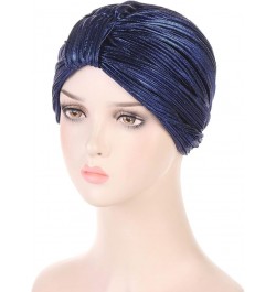 Women Knot Turban Hat African Head Wraps Muslim Head Scarf Cancer Patient Hair Wrap Dark Blue $7.01 Skullies & Beanies