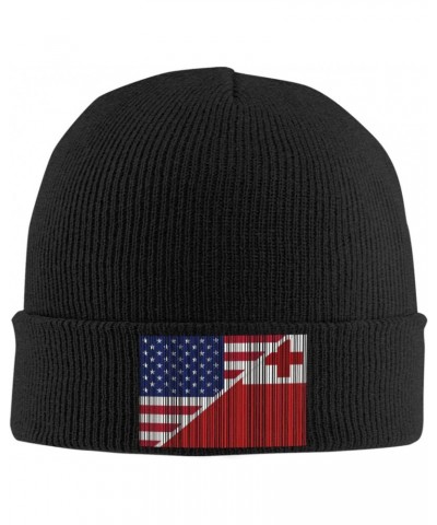 American Tonga Flag Crafted Comfort Premium Yarn Beanies for All Seasons Black $12.84 Skullies & Beanies