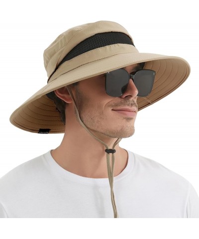 Men's Sun Hat, Rain Waterproof UV Protection Wide Brim Bucket Hat for Beach Travel Golf Safari Garden Fishing Hiking Camel (N...