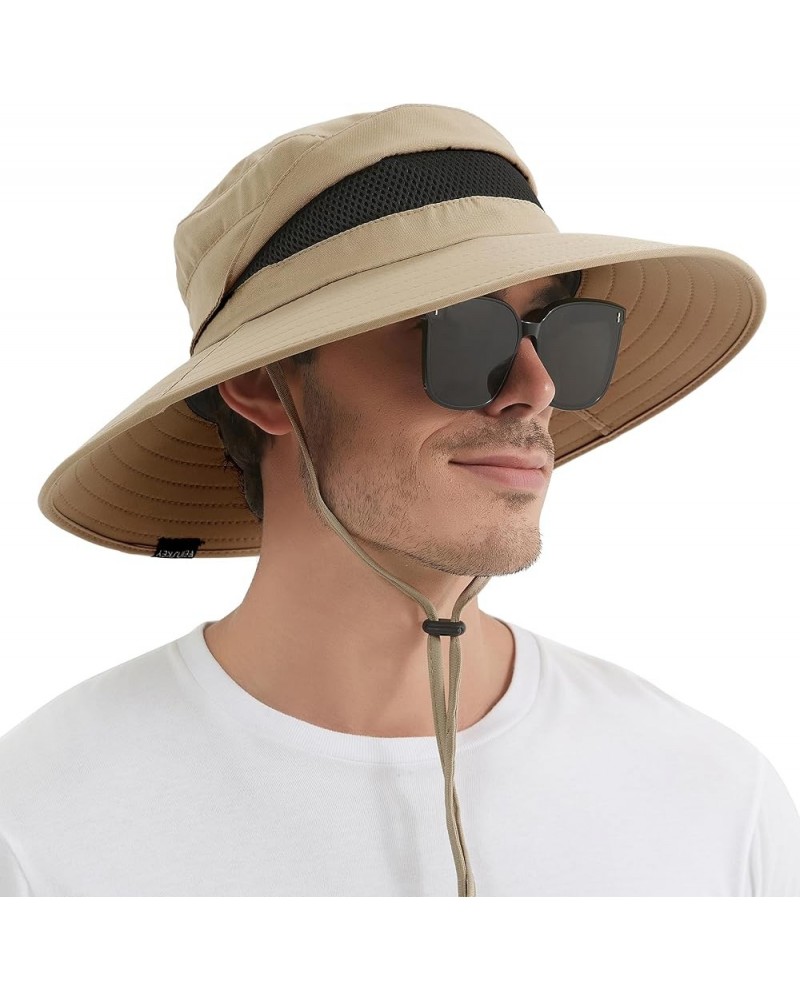 Men's Sun Hat, Rain Waterproof UV Protection Wide Brim Bucket Hat for Beach Travel Golf Safari Garden Fishing Hiking Camel (N...