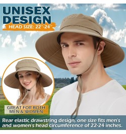 Men's Sun Hat, Rain Waterproof UV Protection Wide Brim Bucket Hat for Beach Travel Golf Safari Garden Fishing Hiking Camel (N...