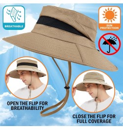 Men's Sun Hat, Rain Waterproof UV Protection Wide Brim Bucket Hat for Beach Travel Golf Safari Garden Fishing Hiking Camel (N...