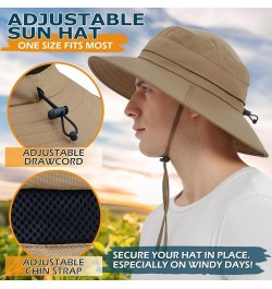 Men's Sun Hat, Rain Waterproof UV Protection Wide Brim Bucket Hat for Beach Travel Golf Safari Garden Fishing Hiking Camel (N...