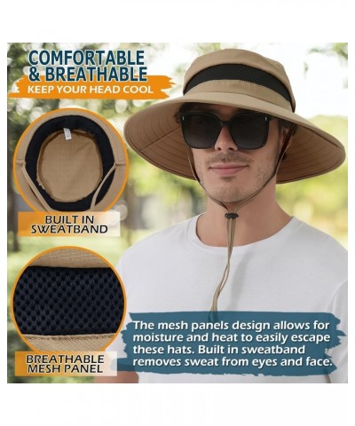 Men's Sun Hat, Rain Waterproof UV Protection Wide Brim Bucket Hat for Beach Travel Golf Safari Garden Fishing Hiking Camel (N...