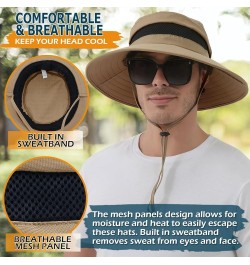 Men's Sun Hat, Rain Waterproof UV Protection Wide Brim Bucket Hat for Beach Travel Golf Safari Garden Fishing Hiking Camel (N...