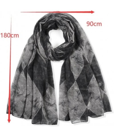 Scarves Scarf Womens Scarves Shawl Soft Lightweight Scarf Geometric Plaid Printing Wrap Shawl Scarfs (Color : Black, Size : 1...