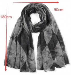 Scarves Scarf Womens Scarves Shawl Soft Lightweight Scarf Geometric Plaid Printing Wrap Shawl Scarfs (Color : Black, Size : 1...