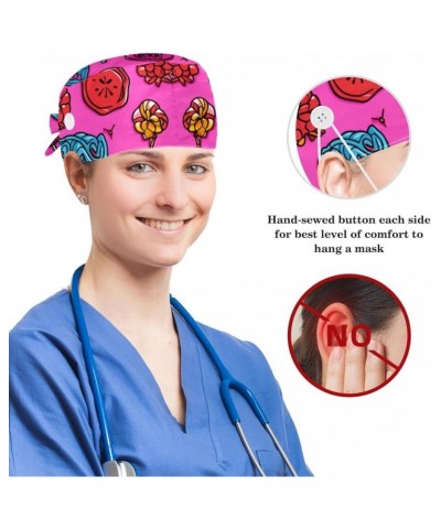 Scrub Hat,Working Head Cover with Buttons and Cotton Sweatband G893w5ndcr $7.68 Skullies & Beanies