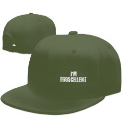 I'm Eggscellent Hat Black Flat Brim Trucker Hats Adjustable Trendy Baseball Cap Moss Green $11.15 Baseball Caps