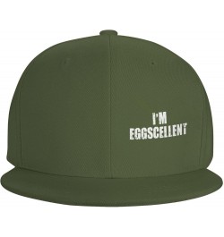 I'm Eggscellent Hat Black Flat Brim Trucker Hats Adjustable Trendy Baseball Cap Moss Green $11.15 Baseball Caps