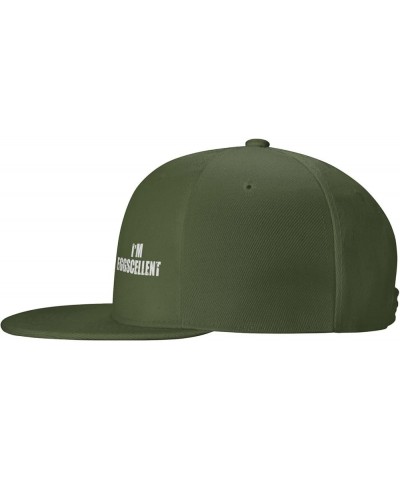 I'm Eggscellent Hat Black Flat Brim Trucker Hats Adjustable Trendy Baseball Cap Moss Green $11.15 Baseball Caps