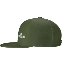 I'm Eggscellent Hat Black Flat Brim Trucker Hats Adjustable Trendy Baseball Cap Moss Green $11.15 Baseball Caps