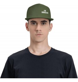 I'm Eggscellent Hat Black Flat Brim Trucker Hats Adjustable Trendy Baseball Cap Moss Green $11.15 Baseball Caps