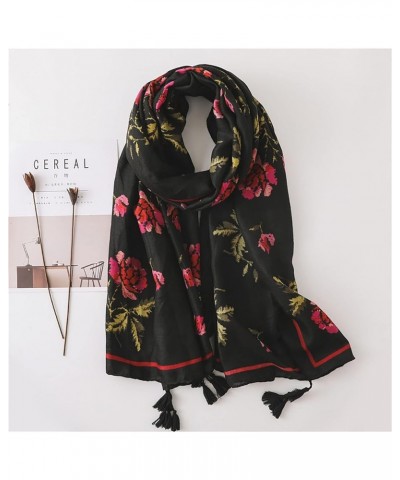 Women's Scarf, Thin Shawl Black Print Sun Shade Shawl Beach Towel Wrap Scarf All Seasons (Black 180 * 90cm) Black 180*90cm $1...