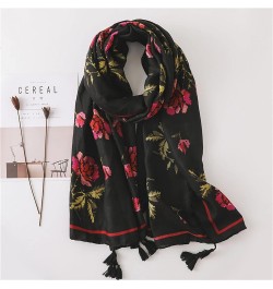 Women's Scarf, Thin Shawl Black Print Sun Shade Shawl Beach Towel Wrap Scarf All Seasons (Black 180 * 90cm) Black 180*90cm $1...