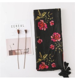 Women's Scarf, Thin Shawl Black Print Sun Shade Shawl Beach Towel Wrap Scarf All Seasons (Black 180 * 90cm) Black 180*90cm $1...