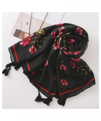 Women's Scarf, Thin Shawl Black Print Sun Shade Shawl Beach Towel Wrap Scarf All Seasons (Black 180 * 90cm) Black 180*90cm $1...