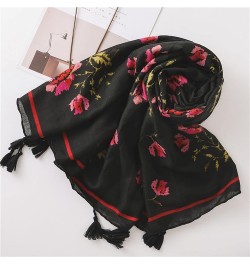 Women's Scarf, Thin Shawl Black Print Sun Shade Shawl Beach Towel Wrap Scarf All Seasons (Black 180 * 90cm) Black 180*90cm $1...