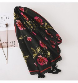 Women's Scarf, Thin Shawl Black Print Sun Shade Shawl Beach Towel Wrap Scarf All Seasons (Black 180 * 90cm) Black 180*90cm $1...