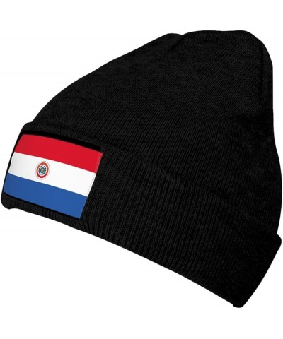 Paraguay Flag Knitted Hat Womans Men's Warm Knit Cuffed Skull Cap Knit Hat Ski Hat Pullover Hat Sports Cap Black $9.91 Skulli...