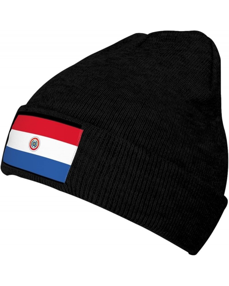 Paraguay Flag Knitted Hat Womans Men's Warm Knit Cuffed Skull Cap Knit Hat Ski Hat Pullover Hat Sports Cap Black $9.91 Skulli...