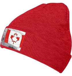 Black Warm Knit Hat Canadian Flag Prints Soft Good Elasticity Suitable for Daily and Outdoor Sports Red $12.50 Skullies & Bea...