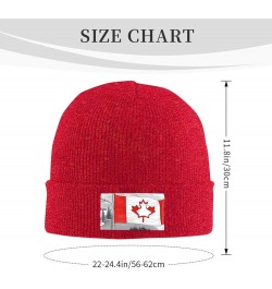 Black Warm Knit Hat Canadian Flag Prints Soft Good Elasticity Suitable for Daily and Outdoor Sports Red $12.50 Skullies & Bea...