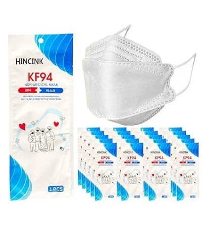 [30 Pack]Kf94 Masks [Individually Packaged] Unisex, 4-Layer Mask, Tri-Folding Style for Adult and Older (30Pcs, Pink) White 1...