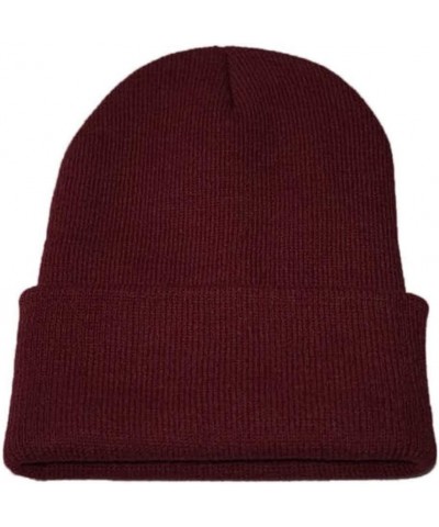 Women's Cuffed Knit Beanie Winter Hats Knit Skull Cap Warm Stocking Hats Running Skull Cap Daily Beanie Hat Wine $8.52 Skulli...