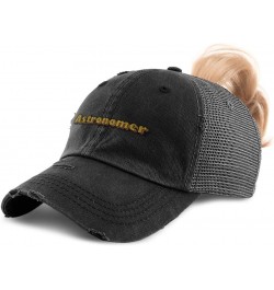 Custom Womens Ponytail Cap Astronomer Space Cotton Science Distressed Trucker Hat Black Design Only $17.69 Baseball Caps