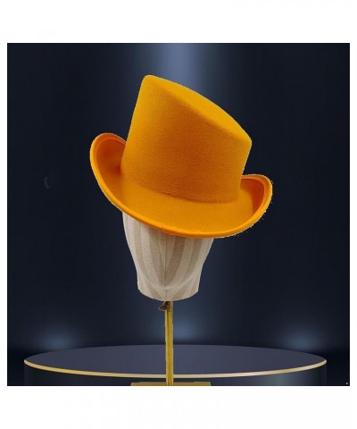 Vintage Top Felt Hat Victorian Fedora Low Profile Topper Hats Derby Cap for Magician Dress Up Party Yellow $12.49 Fedoras