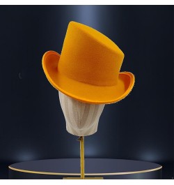 Vintage Top Felt Hat Victorian Fedora Low Profile Topper Hats Derby Cap for Magician Dress Up Party Yellow $12.49 Fedoras