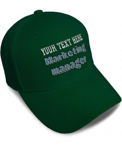 Baseball Cap Marketing Manager Marketer Acrylic Advertising Dad Hats for Men and Women Forest Green Personalized Text Here $1...