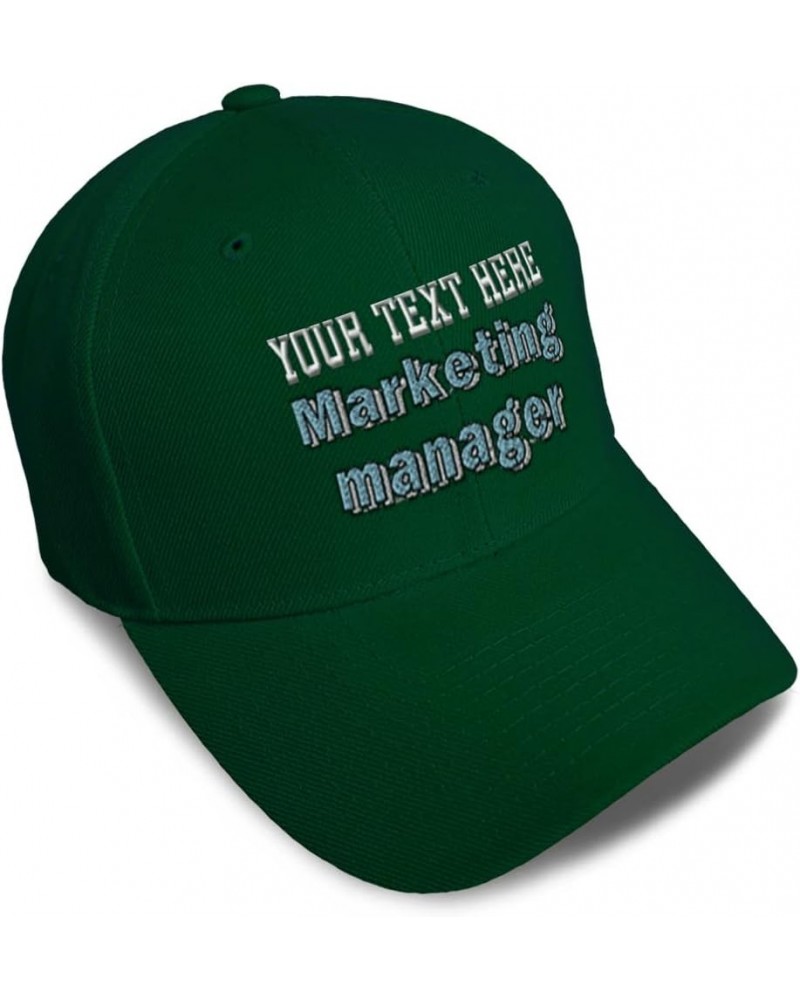 Baseball Cap Marketing Manager Marketer Acrylic Advertising Dad Hats for Men and Women Forest Green Personalized Text Here $1...