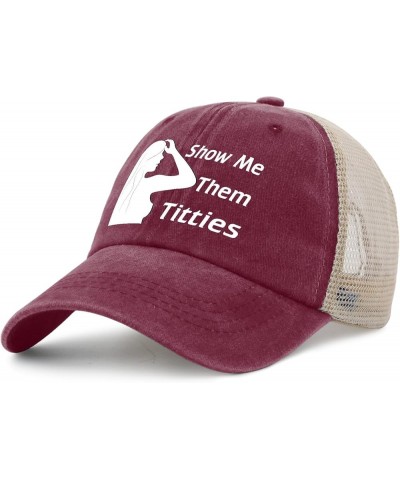 Show Me Them Titties Hat Women Humor Tennis Hat for Men AllBlack Cap Cute for Plumber Deep Rose $11.64 Baseball Caps