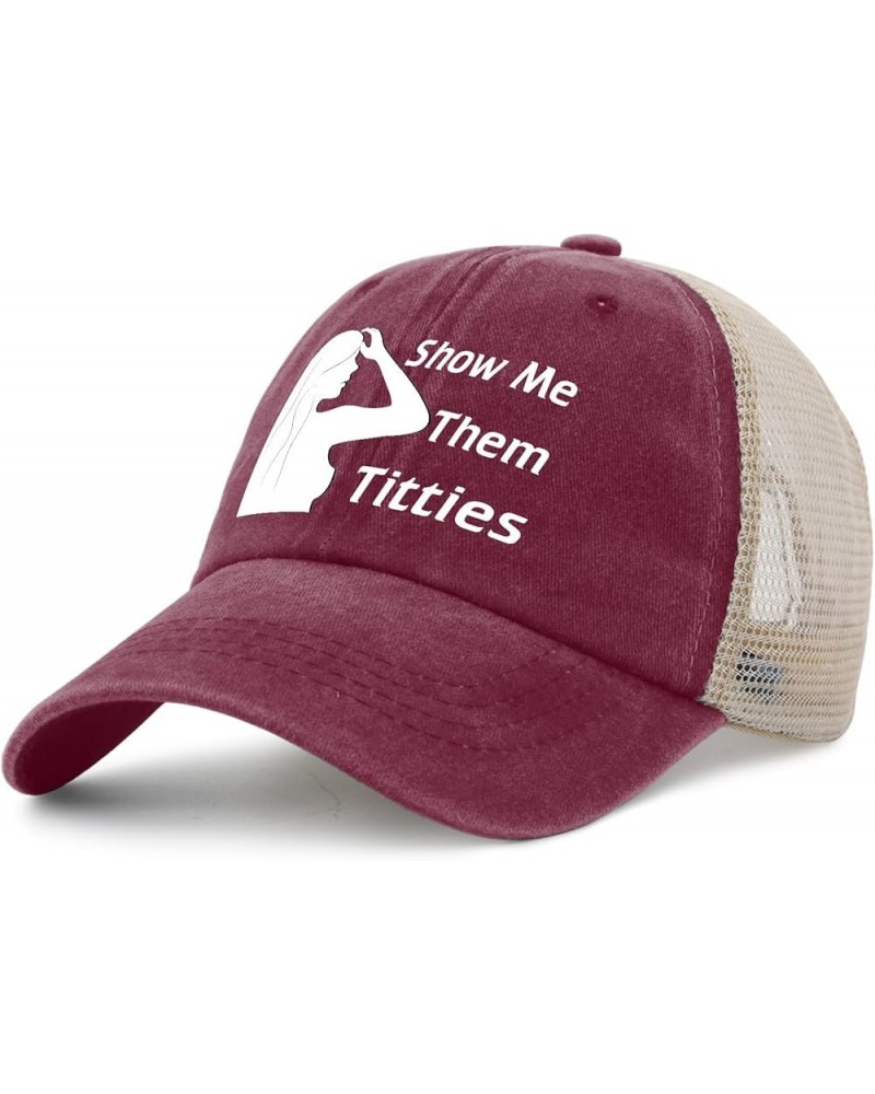 Show Me Them Titties Hat Women Humor Tennis Hat for Men AllBlack Cap Cute for Plumber Deep Rose $11.64 Baseball Caps