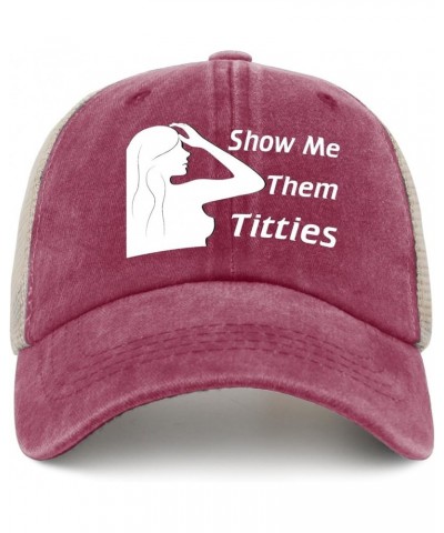 Show Me Them Titties Hat Women Humor Tennis Hat for Men AllBlack Cap Cute for Plumber Deep Rose $11.64 Baseball Caps