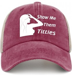 Show Me Them Titties Hat Women Humor Tennis Hat for Men AllBlack Cap Cute for Plumber Deep Rose $11.64 Baseball Caps