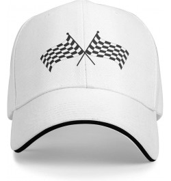 Checkered Flags Race Car Flag Snapback Cap Unisex-Adult Trucker Hat Adjustable Baseball Cap Denim Casquette Caps White $15.06...