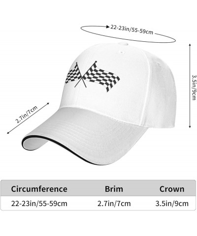 Checkered Flags Race Car Flag Snapback Cap Unisex-Adult Trucker Hat Adjustable Baseball Cap Denim Casquette Caps White $15.06...