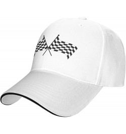 Checkered Flags Race Car Flag Snapback Cap Unisex-Adult Trucker Hat Adjustable Baseball Cap Denim Casquette Caps White $15.06...