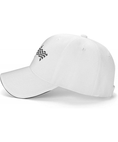 Checkered Flags Race Car Flag Snapback Cap Unisex-Adult Trucker Hat Adjustable Baseball Cap Denim Casquette Caps White $15.06...